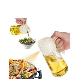 YARRAMATE Oil Sprayer for Cooking, 2 in 1 Olive Oil Dispenser Bottle In White